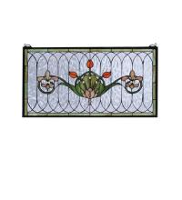 Meyda Green 68019 - 26"W X 14"H Tulip & Fleurs Stained Glass Window