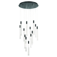 Artcraft AC12143BK - Celine 13 Light Integrated LED Chandelier, Black with Laser Lined Glass Rods
