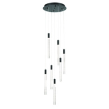 Artcraft AC12147BK - Celine 7 Light Integrated LED Chandelier, Black with Laser Lined Glass Rods