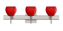 Besa Lighting 3SW-5605RC-LED-SN-SQ - Besa, Tay Tay Vanity with Square Canopy, Red Cloud, Satin Nickel Finish, 3x5W LED
