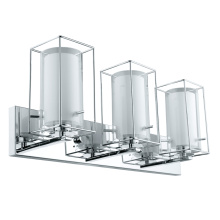 Eglo 201641A - 3 LT Bath/Vanity Light w/ Chrome Finish & Clear & White Glass Shades