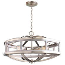 Eglo 203108A - 4 LT Chandelier with Acacia Wood & Brushed Nickel Finish
