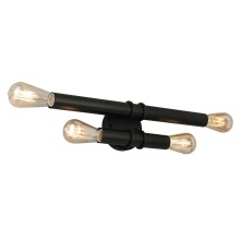 Eglo 204469A - 4 LT Bath/Vanity Light w/ Double Bars in a Black Finish & Open Bulbs