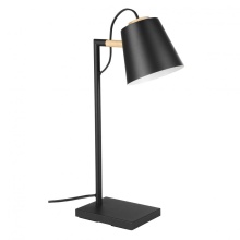 Eglo 43613A - 1 LT Table Lamp w/ Structured Black Finish & Black w/ White Interior Metal Shade