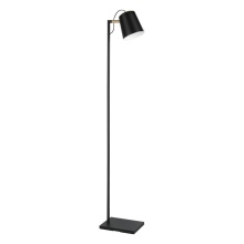 Eglo 43614A - 1 LT Floor Lamp w/ Structured Black Finish & Black w/ White Interior Metal Shade