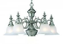 Dolan Designs 660-09 - Richland 5Lt +Downlight Chandelier Satin Nickel