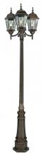 Trans Globe 4719 BRZ - 3 LT POLE- CLEAR LEADED GLASS