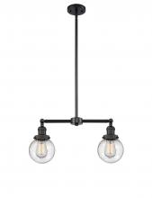 Innovations Lighting 209-BK-G204-6 - Beacon - 2 Light - 23 inch - Matte Black - Stem Hung - Adjustable Island Light
