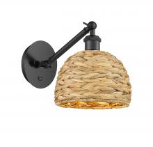 Innovations Lighting 317-1W-BK-RBD-8-NAT - Woven Rattan - 1 Light - 8 inch - Matte Black - Adjustable Sconce
