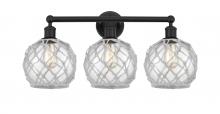 Innovations Lighting 616-3W-BK-G122-8RW - Farmhouse Rope - 3 Light - 26 inch - Matte Black - Bath Vanity Light