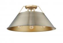 Golden 3306-3FM BCB-AB - Orwell 3-Light Flush Mount in Brushed Champagne Bronze with Aged Brass