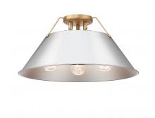 Golden 3306-3FM BCB-CH - Orwell 3-Light Flush Mount in Brushed Champagne Bronze with Chrome