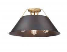 Golden 3306-3FM BCB-RBZ - Orwell 3-Light Flush Mount in Brushed Champagne Bronze with Rubbed Bronze