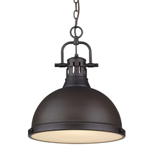 Golden 3602-L RBZ-RBZ - Duncan 1 Light Pendant with Chain in Rubbed Bronze with a Rubbed Bronze Shade
