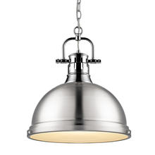 Golden 3602-L CH-PW - Duncan 1-Light Pendant with Chain in Chrome with Pewter