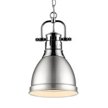 Golden 3602-S CH-PW - Duncan Small Pendant with Chain in Chrome with Pewter