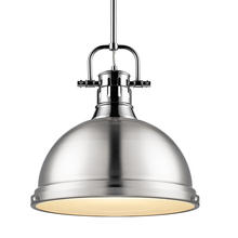 Golden 3604-L CH-PW - Duncan 1-Light Pendant with Rod in Chrome with Pewter