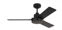 Generation Lighting 3JVR44MBK - Jovie 44" Indoor/Outdoor Midnight Black Ceiling Fan with Wall Control and Manual Reversible Moto